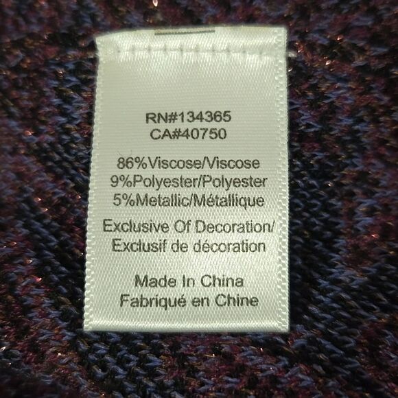 Rara Avis by Iris Apfel Fringe Sleeve Sweater Dress Size 1X Purple Arsty Western - Picture 10 of 15